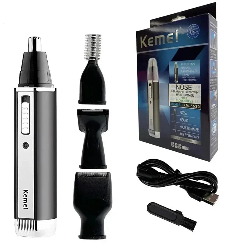 Rechargeable Nose & Ear Hair Trimmer Precision Grooming Black-1