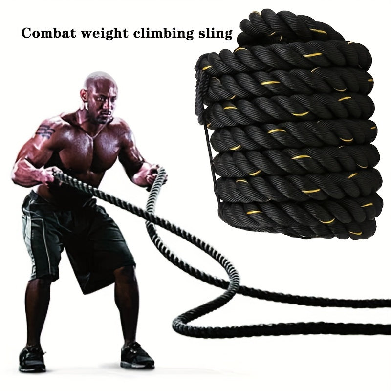 1pc Combat Rope for Core Strength Training - 6m Physical Fitness Rope(Black)-2